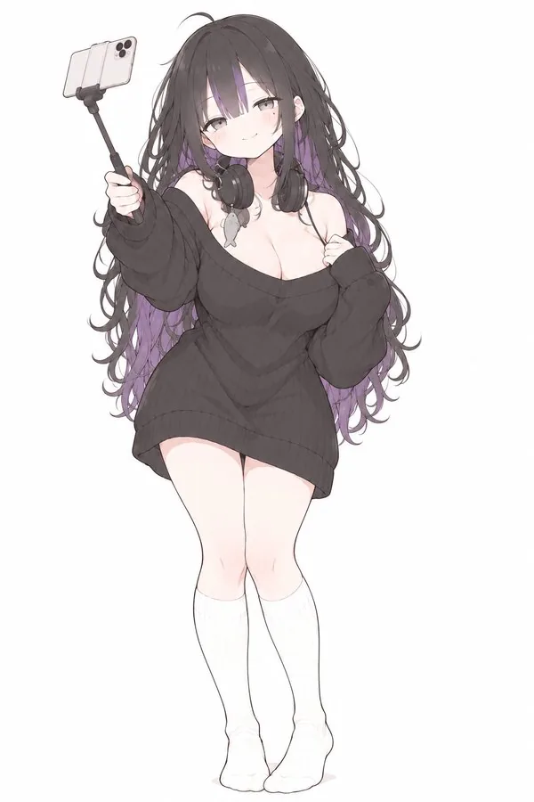 自撮り棒を もった こばんざめちゃん
